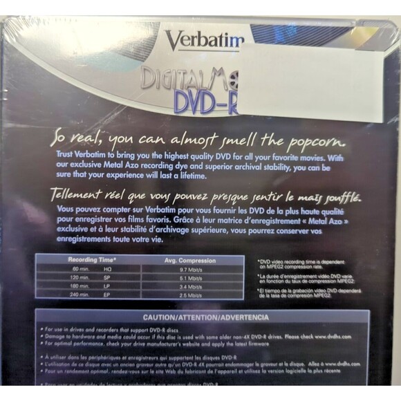 Verbatim Digital Movie DVD-R 3-Pack 4x Write Speed 120min/4.7gb Per Disc - Picture 7 of 10